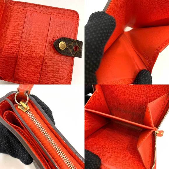 Louis Vuitton Wallet Zip Bifold Brown x Orange Punching Ladies Men's Monogram... - Picture 5 of 5